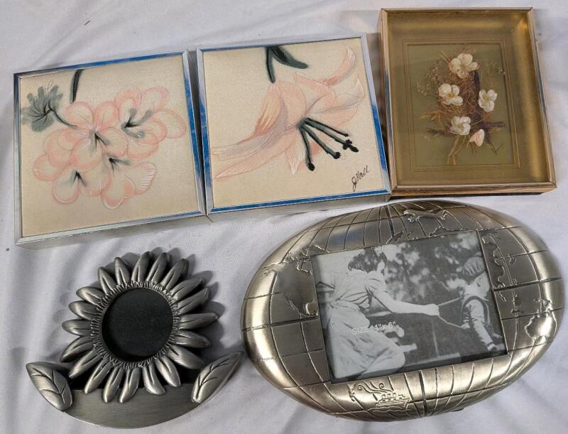 5 Vintage to Newer Frames/art. Largest Measures 9.5" by 6"
