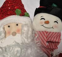 2 New Christmas Decor - Santa & Snowman Heads 30"