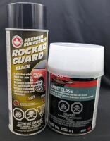 New BONDO GLASS Short Strand Reinforced Fiberglass Filler 1.1kg & Premium Rubberized ROCKET GUARD Black, 550g