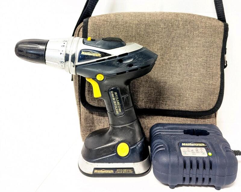 Mastercraft 18V Compact Cordless Drill 054-1207-6, With Battery, Charger & Bag, Tested For Power