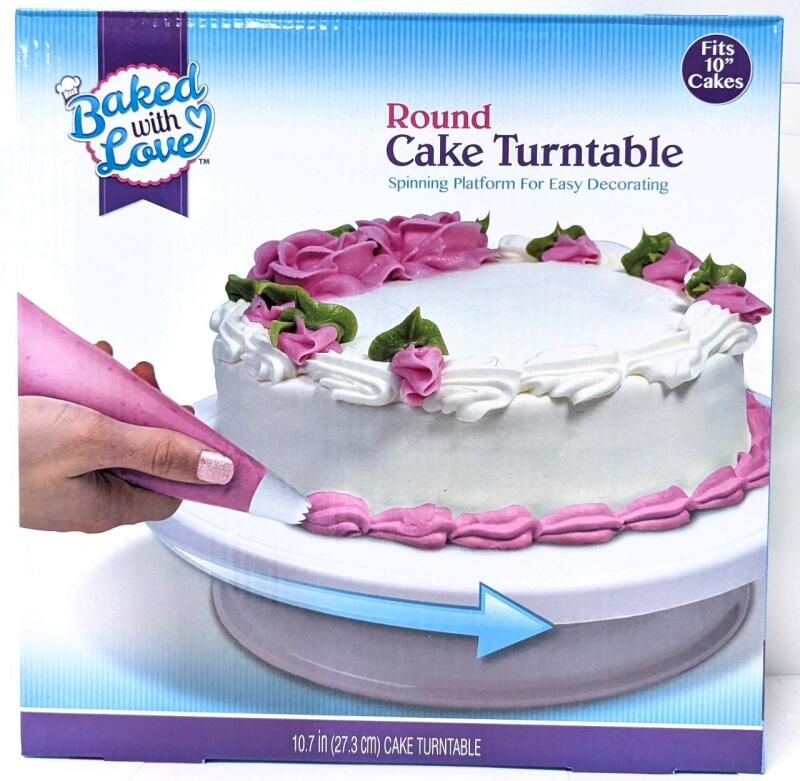 New Round 10.7" Cake Turntable, Spinning Platform For Easy Cake Decorating