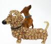 Champagne Rhinestone Crystal Encrusted Alloy Cute Dachshund Dog Brooch/ Pendant Tagged Betsey Johnson 2 x1.25&rsquo;&rsquo; approximate - 2
