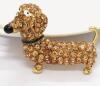 Champagne Rhinestone Crystal Encrusted Alloy Cute Dachshund Dog Brooch/ Pendant Tagged Betsey Johnson 2 x1.25&rsquo;&rsquo; approximate - 3