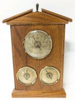 Vintage BAROMASTER France Barometer, Wood Case, Brass Fittings, Freestanding or Wallmounted, 12.5"