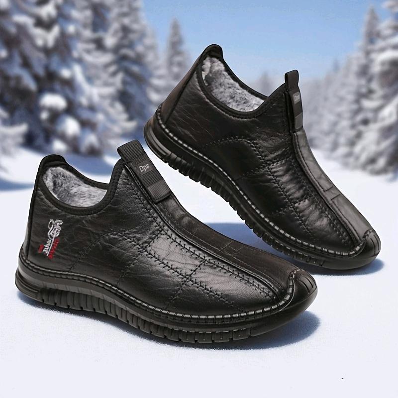 New Size 45 Faux-Leather Slip-On Winter Shoes With Faux Fur Lining