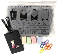 New "L" Branded Protective Elastic Suitcase Cover (LG), "L" Branded Luggage Tag, 4&times; Toothbrush Covers & 6&times; Double-Ended Clips