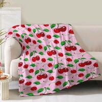 New Incredibly Soft Cherry Print Minky Blanket, 60" &times; 50"