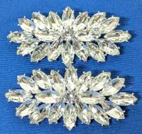 2 Gorgeous Large Substantial Rhinestone Cluster Brooches, 2.75" Long Each