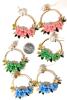 3 New Pairs of Pierced Floral Loop Faux Pearl Rhinestone Earrings, 2" Long - 2