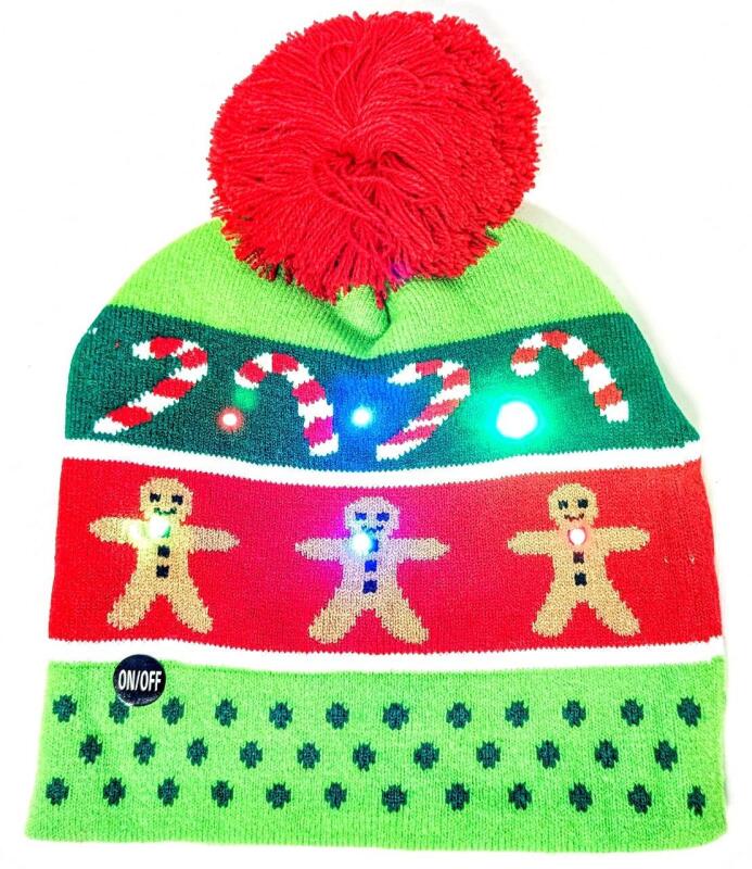 New O/S Teen to Adult Light-Up Christmas Beanie