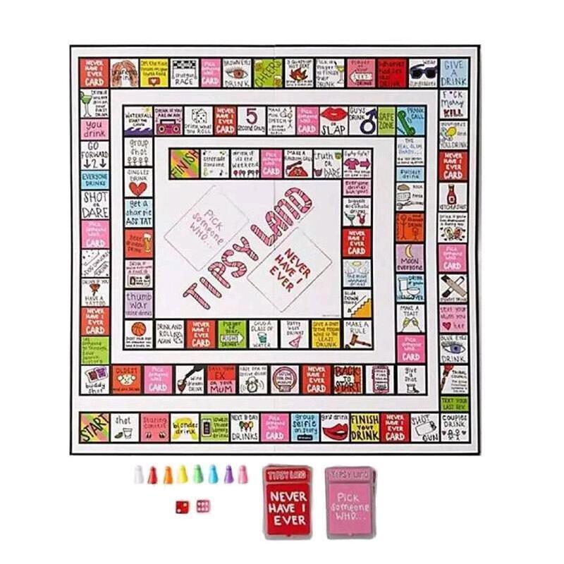 New TIPSYLAND Adult Board Game With Cloth Game Board & Handy Storage Box, 19.5" &times; 19.5
