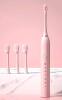 New Pink Rechargeable Waterproof Electric Toothbrush With 3 Soft Brush Heads, Wall Holder, LED Reminder Light, 5 Different Strength Levels, Smart Timer & Excellent Battery Life