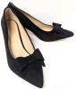 New Size 43 Women's Suede Bow Detail Block Heel Pumps