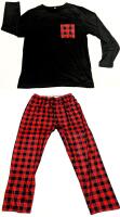 New Size XL Women's 2pc Long-Sleeve Pajama Top & Plaid Bottoms Set