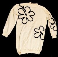 New Size LG Women's Oversized Slouchy Doodle Flower Sweater Dress