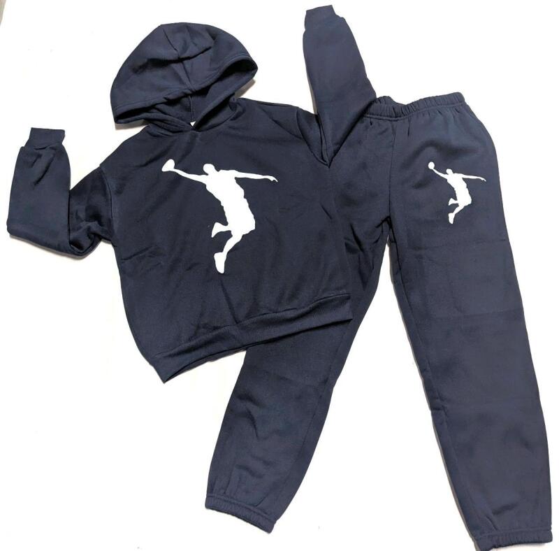New Size 9Y Boy's Basketball Print Hoodie & Jogging Pants Combo