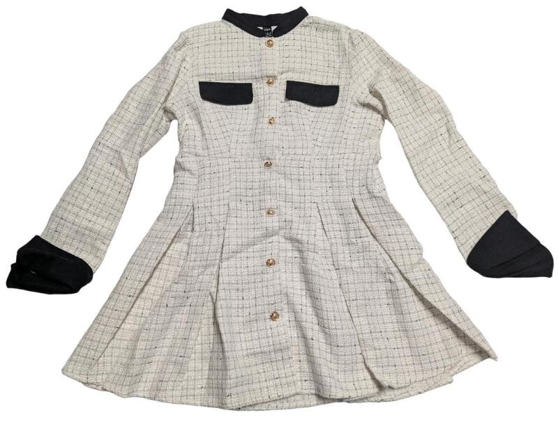 New Size LG Women's Pleated Tweed Mini Dress