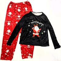 New Size LG Women's 2pc Long Sleeve Funny Santa Christmas Pajama Set