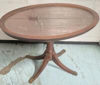 Vintage Wooden Coffee Table with Glass Top