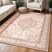 New Zentavio Area Rugs 6x9 Washable Non-Slip Kid & Pet Friendly Living Room Carpets Vintage Floral Foldable Thin Low Pile Rug for Bedroom Kitchen Dining Room Beige