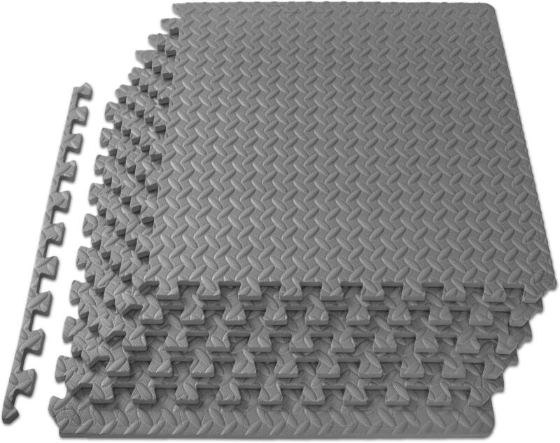 New ProsourceFit Puzzle Exercise Mat &frac12; in, EVA Interlocking Foam Floor Tiles for Home Gym, Mat for Home Workout Equipment, Floor Padding for Kids, Grey, 24 in x 24 in x &frac12; in, 24 Sq Ft - 6 Tiles