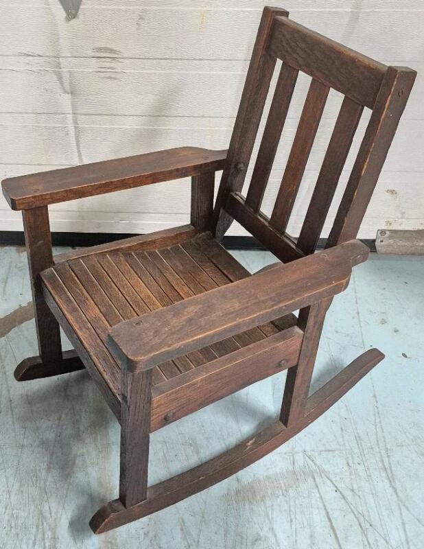 Vintage to Antique Children's Wooden Rocking Chair 25" Tall