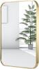 New JENBELY Brushed Gold Mirror, 20"x28" Rectangle Bathroom Mirror, Metal Frame Rectangle Corner Vanity Mirror, Wall Mounted Mirror for Modern, Living Room, Bedroom, Horizontal Or Vertical