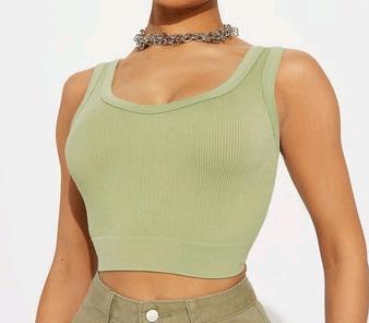 New Size Small Women's Celeste Ribbed Seamless Tank Green .