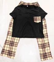 New Size XL Women's 2-Piece Plaid Pocket Short-Sleeve Pajama Set