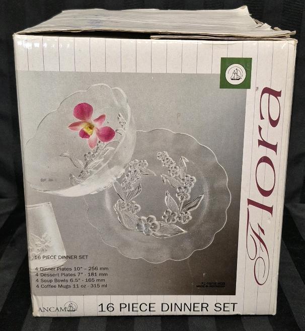 As New 16 Pcs Flora Glass Dinner Set