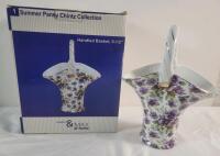 Madison & Max Summer Pansy Chintz Handled Basket , Measures 9 &frac12;" Tall