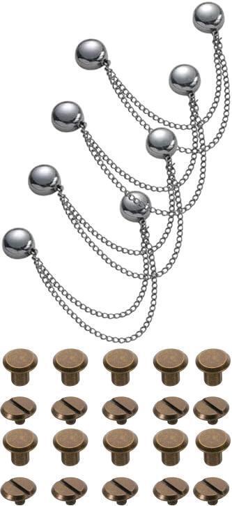 4pcs New Multi-Function Magnetic Clothing Clips With Chains & 10pcs New Copper/Brass Finish Flat Head Rivets For Clothing & Leatherwork