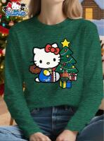 New Size XL Sanrio Hello Kitty Women's Long-Sleeve T-Shirt Iconic Hello Kitty Face & Name Print, Round Neck Machine Washable 75% Polyester, 5% Elastane, 20% Viscose Stock photos added
