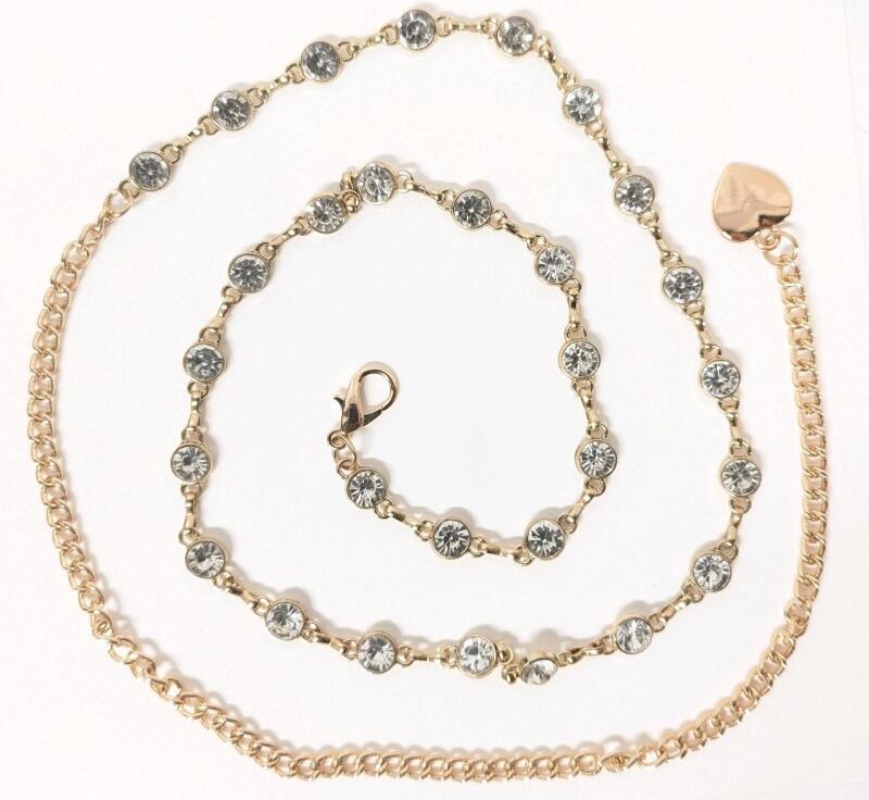 Gorgeous New Rhinestone Waist Chain Belt, 38" Long
