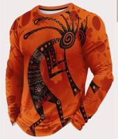 New Size XXL Men's Kokopelli Casual Long Sleeve T-Shirt with 3D Print - Vibrant Pattern, Round Neck 100% Polyester Machine washable stock photos added