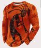 New Size XXL Men's Kokopelli Casual Long Sleeve T-Shirt with 3D Print - Vibrant Pattern, Round Neck 100% Polyester Machine washable stock photos added