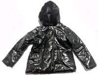 New Youth/Teen Size Med Shiny Puffer Coat With Faux Fur-Lined Attatched Hood