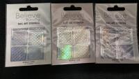 3 New Packs Believe Beauty Nail Art Stencils Mermaid Tails 12 Stencils/pack