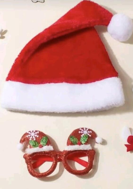 New Kid's Santa Hat & Glasses