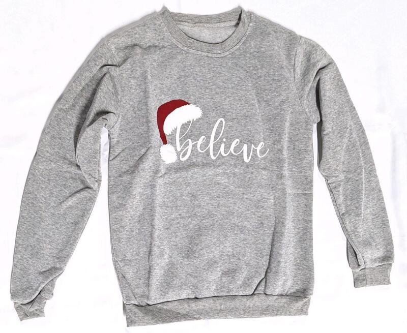 New Size XS Women's "Believe" Christmas Sweatshirt