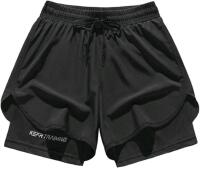 New Size LG Men's Elastic Waist Workout Quick Dry Shorts With Compression Liner