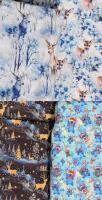 4 New Pieces of Printed Christmas Fabric Up To 120" &times; 60" : Deer, Fawn, Holiday Deer & Holiday STITCH (Unknown Fabric)