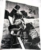 New Victor #24 Hockey Greyscale Soft Minky Throw Blanket, 38" &times; 49"