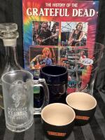 History of The Grateful Dead & Bar Glasses & Decanter Tallest 11"