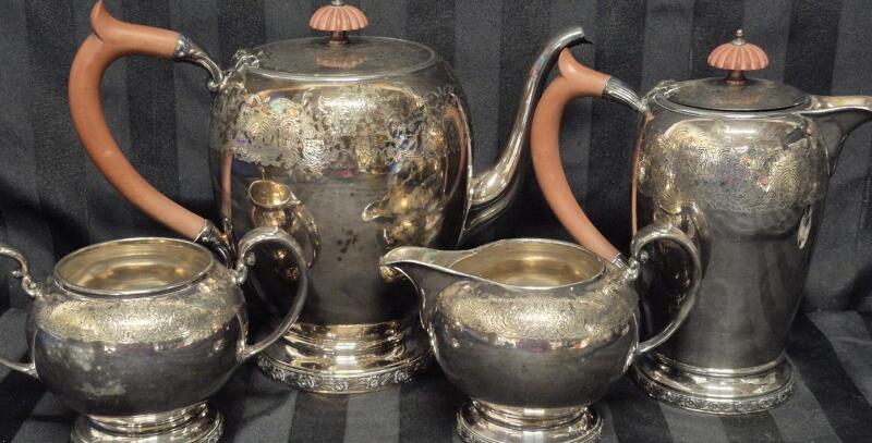 Vintage Roger's Bros. Silverplate Tea Set - Teapot, Creamer & Sugar & Pitcher