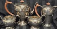 Vintage Roger's Bros. Silverplate Tea Set - Teapot, Creamer & Sugar & Pitcher