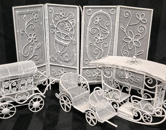 Vintage White Wire Doll House Accessories- Tallest 7.5"