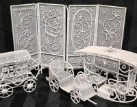 Vintage White Wire Doll House Accessories- Tallest 7.5"