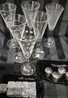 Great Bar Lot- 6 Liqueur Glasses & Ice Rocks & Wine Pearls