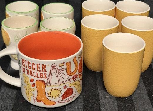 Starbucks Mug Bigger 'N Texas + Vintage Juice Cups